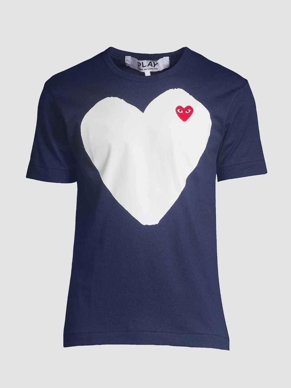 NWOT Comme Des Garçons Play Navy Heart Appliqué Tee